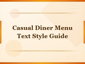 Crafting a Casual Diner Menu: a Text Style Guide for Cuisine Pairings